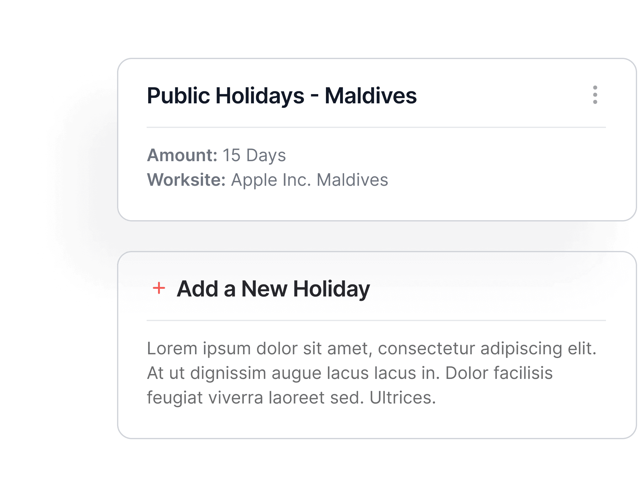 Create custom holidays.